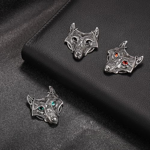 Viking Wolf Brooch Pin, Stainless Steel Fenrir Wolf Jewelry, Norse Medieval Design image 5
