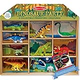 Melissa & Doug Dinosaur Party 9-Piece Mini-Figure Play Set + Free Scratch Art Mini-Pad Bundle...