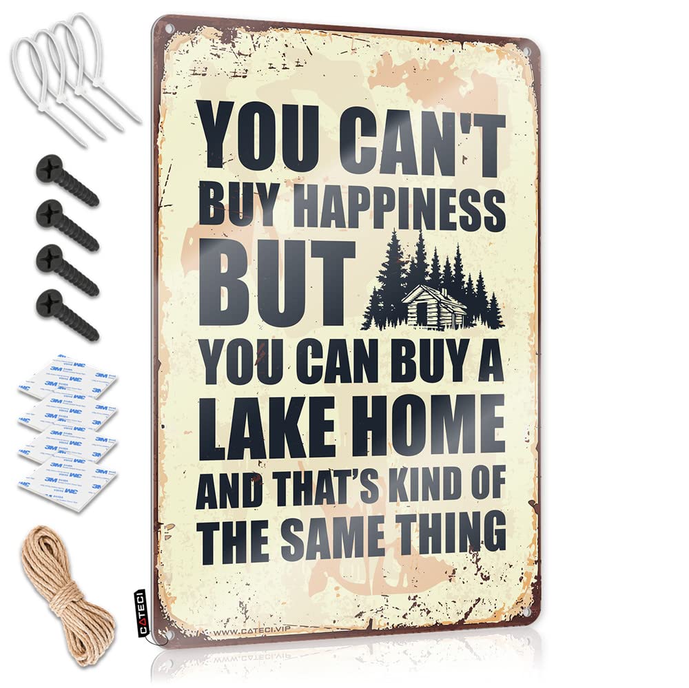 HELIOFORGE Funny Home Decor You Can'T Buy Happiness But Can A Lakehome Sign Funny Sign Decor Funny Coffee Signs(30X40CM)