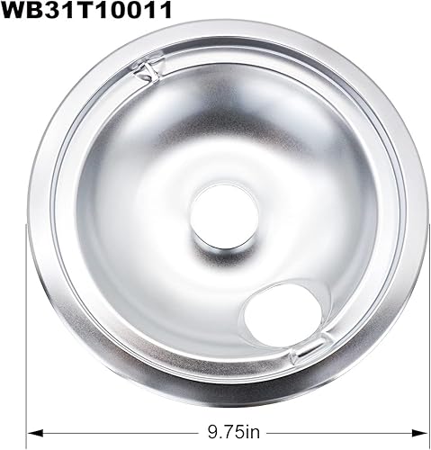 Miniatura 3 de Siwdoy WB31T10010 y WB31T10011 - Sartenes de goteo cromadas de repuesto compatibles con GE Hotpoint Electric Range con ranura de bloqueo, incluye 3