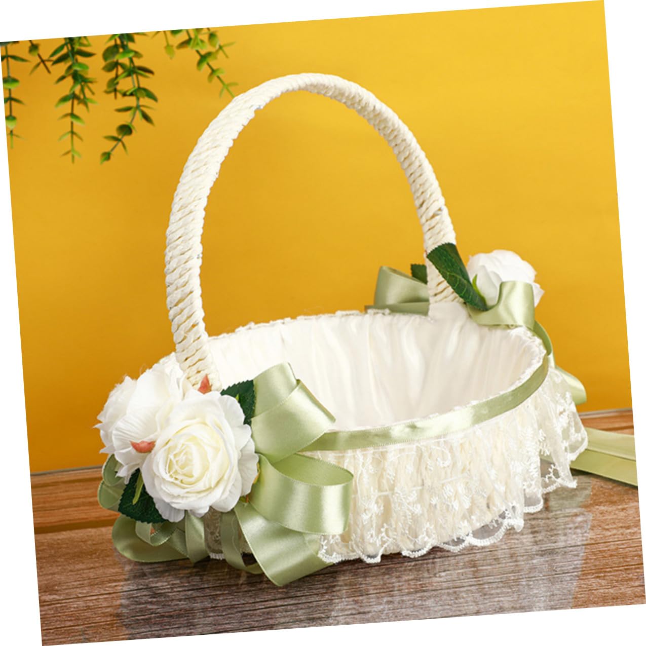 Cabilock Panier de Demoiselle D'honneur Mariages Petit Panier Rustique pour Demoiselle D'honneur Décoratif à Fleurs pour Cérémonie de Mariage