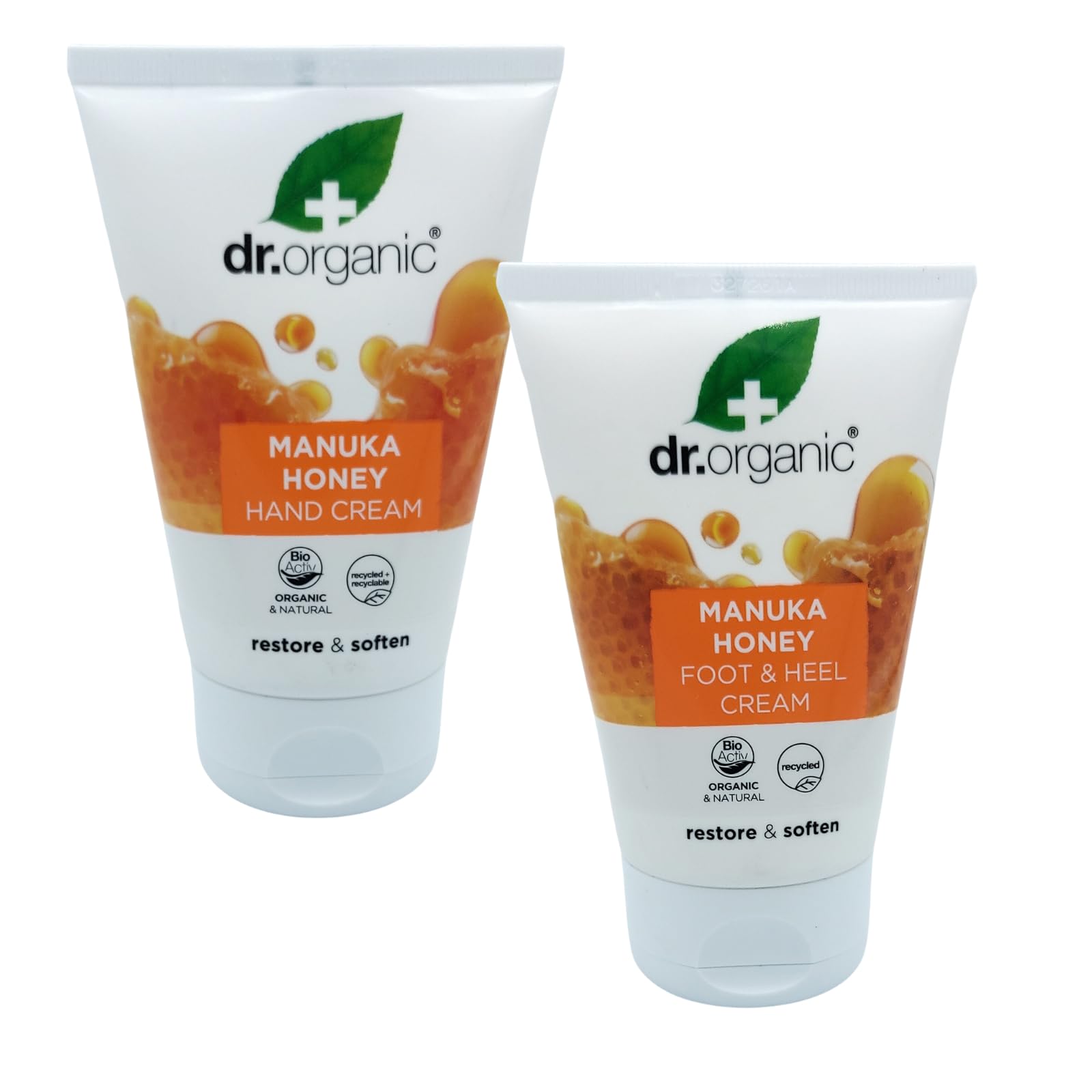 Manuka Honey Hand and Foot Care Bundle Consisting of Dr Organic Manuka Honey Hand & Nail Cream and Dr Organic Manuka Honey Foot & Heel Cream