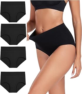 wirarpa Women's Cotton Underwear High Waist Breathable Briefs Soft Underpants Ladies Stretch Panties 4 Pack