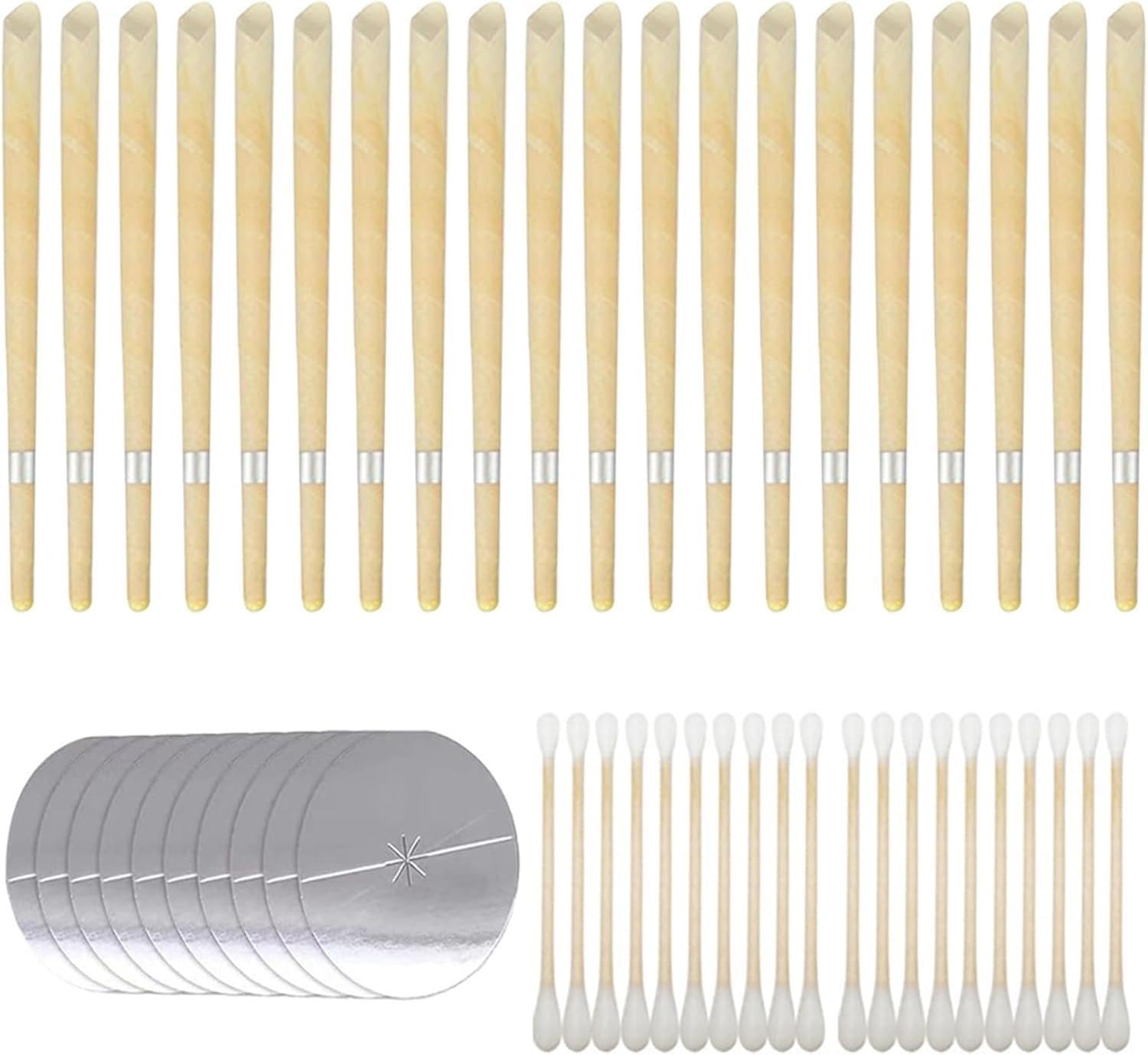 20 Pezzi Candele per Orecchie,Coni Orecchie Cerume Candele Dell'Orecchio,Kit per Candele per Rimozione Del Cerume Coni per Orecchie con 10 Dischi Protettivi,per Pulizia Orecchie