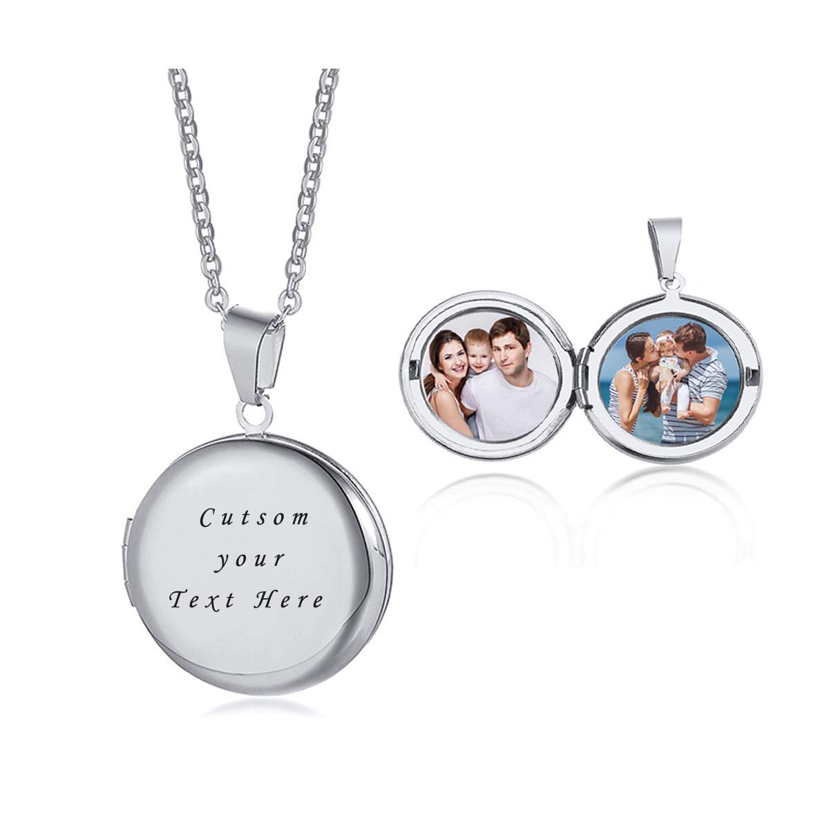 VNOX Personalized Locket Necklace for Women -Gifts for Women Locket Necklace That Holds Pictures Locket Pendant Gifts for Mom Grandma Grandmother