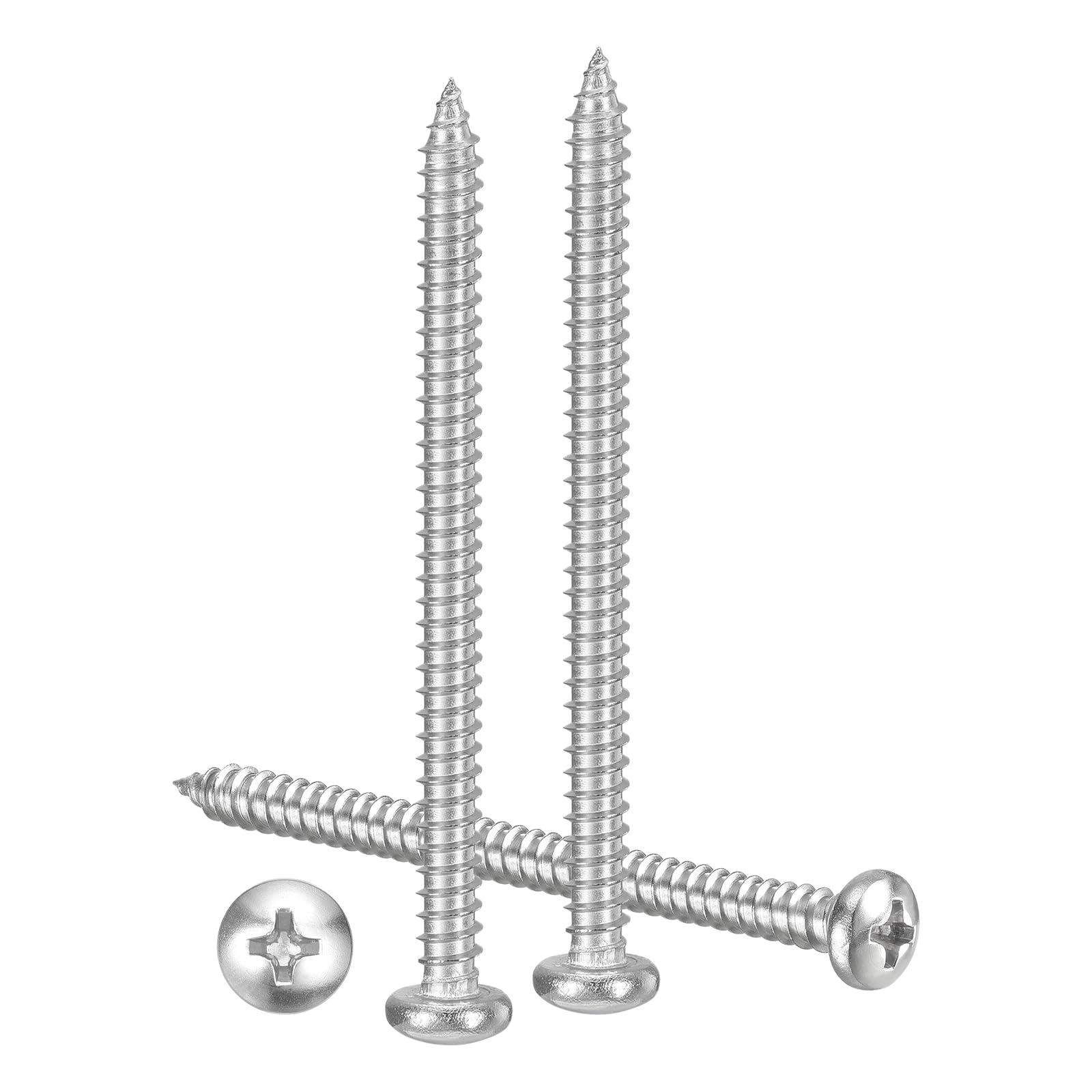 METALLIXITY Phillips Pan Head Self Tapping Screws(#8x2-3/4") 40Pcs, 304 Stainless Steel Self Drilling Screw for Metal Wood Plastic, for Cabinet Wall Shutter Plate Rock Furniture, Silver Tone — image 1