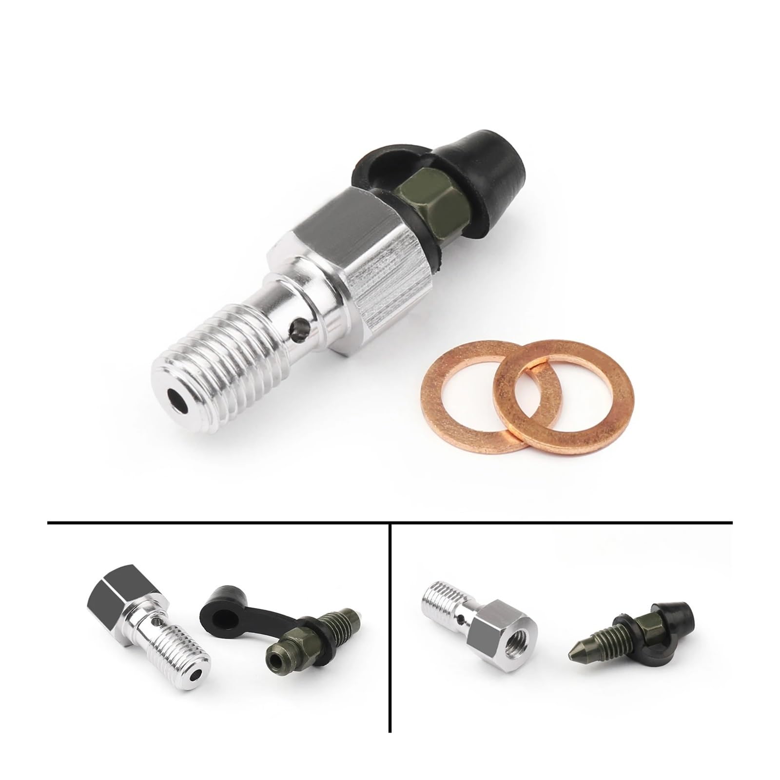 Convient aux vis de purge d'étrier de frein universelles M10 x 1,0 mm/1,25 mm, aux soupapes de purge de vitesse de fourche Repair parts(M10x1.25mm)