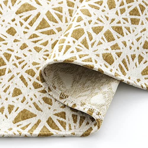 ECOMMERC3 Moma   Alfombra Salon Oro de 135 x 200 con Textura Muy Suave y Acolchada | Alfombras Lavables en Lavadora de Poliéster Soft con un Diseño Elegante Ideal para Decorar Cualquier Espacio