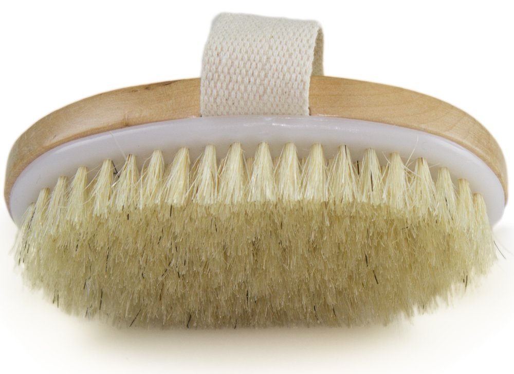 Dry Skin Body Brush - Improves Skin's Health and Beauty - Natural Bristle - Remove Dead Skin and Toxins, Cellulite Treatment, Improves Lymphatic Functions, Exfoliates, Stimulates Blood Circulation