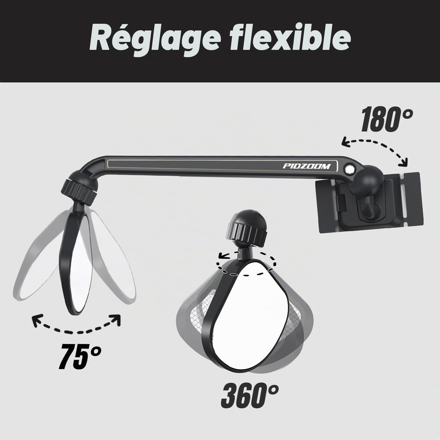 Rétroviseur pour casque de vélo - Réglable à 540° et rotatif - Pour accessoires de cyclisme - Facile à installer - Montage à gauche ou à droite