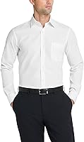 Van Heusen Men's Fitted Poplin Solid Dress Shirt - Wrinkle-Free, Machine Washable Long Sleeve Button-Down