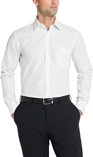 Van Heusen Men's Fitted Poplin Solid Dress Shirt - Wrinkle-Free, Machine Washable Long Sleeve Button-Down
