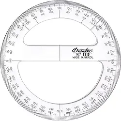 Transferidor Acrílico 360° 12 cm 8312, Trident, Incolor