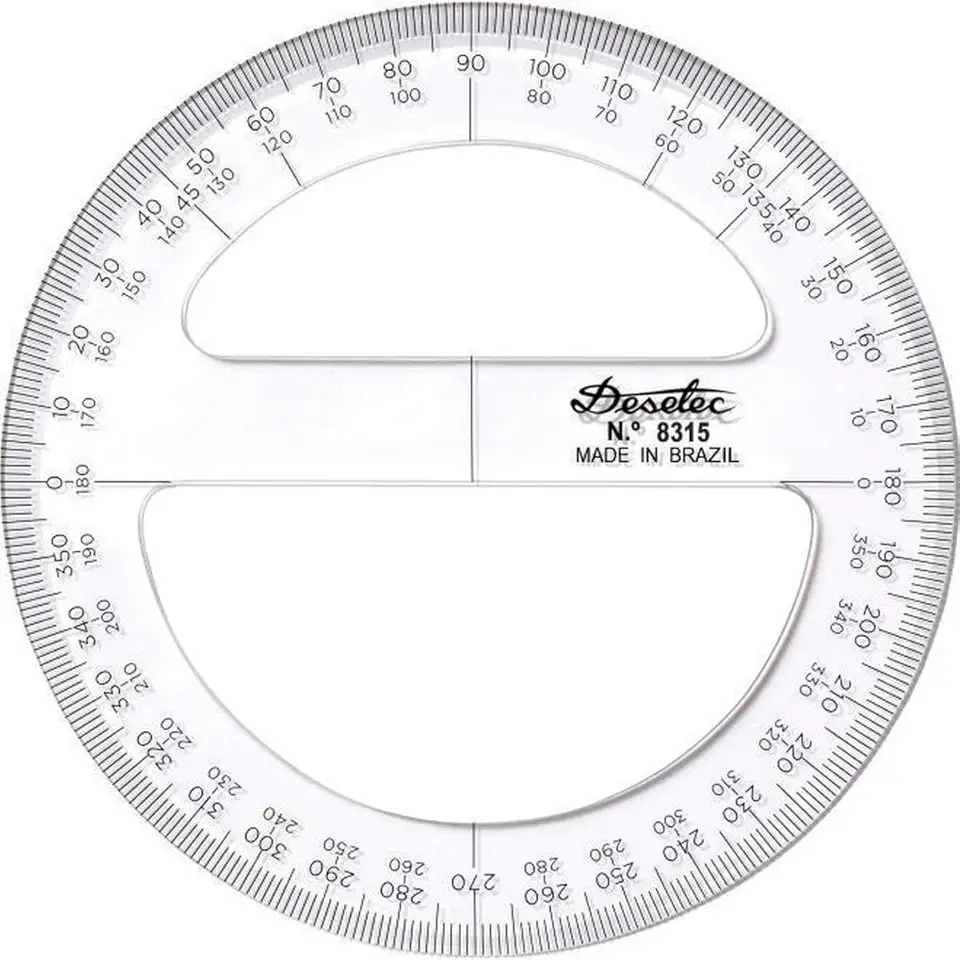 Transferidor Acrílico 360° 10 cm 8310 , Trident, Incolor