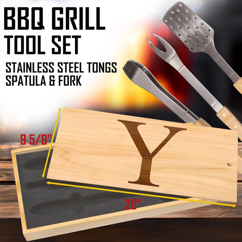 Set de Parrilla con Espátula, Pinzas y Tenedor Acero Inoxidable miniatura 3