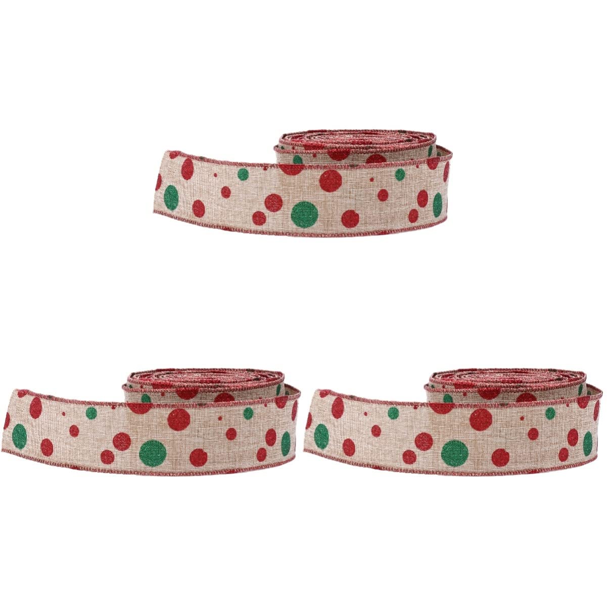 EXCEART 3piezas Cinta De Arpillera Navideña Para Decoración De y Manualidades Cinta De Puntos Rojos y Verdes Para Decoración De Wreaths y Bows