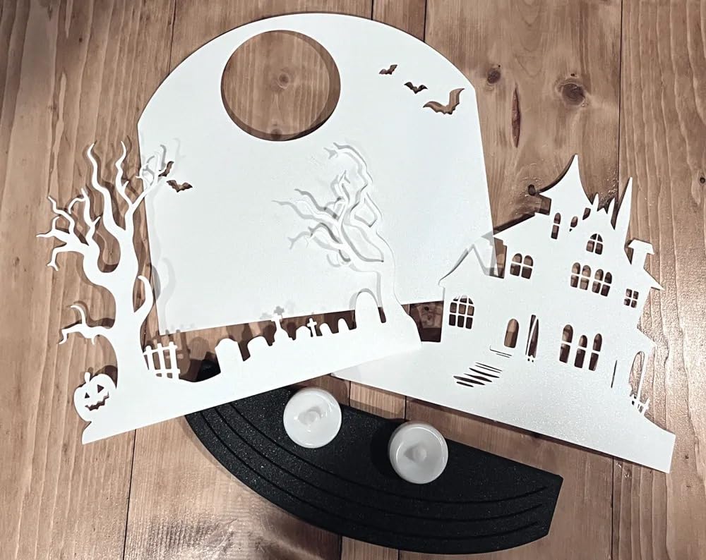 3D CRAFT 3D Layered Haunted House | Halloween Decor | Spooky Paper Cut | DIY Desktop Lantern with Graveyard Scen (Haunted House) 1