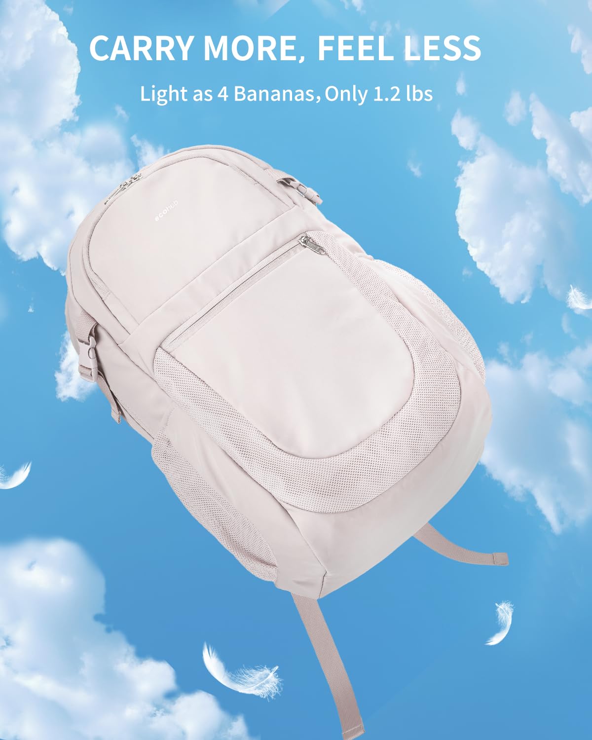 Mochila de viaje para mujer, se adapta a mochila para laptop de 17.3 pulgadas, resistente al agua, 28 L, Beige, Mochilas Daypack 6