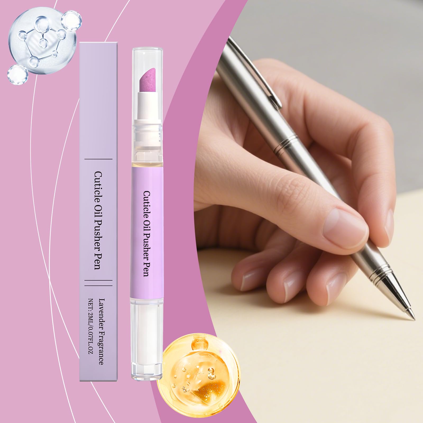 Rimuovi cuticole liquido, penna olio cuticole 2 in 1, penna spingi cuticole, Nail Care, penna a olio spingi cuticole, cura per la riparazione delle unghie secche e danneggiate (1 pezzo)