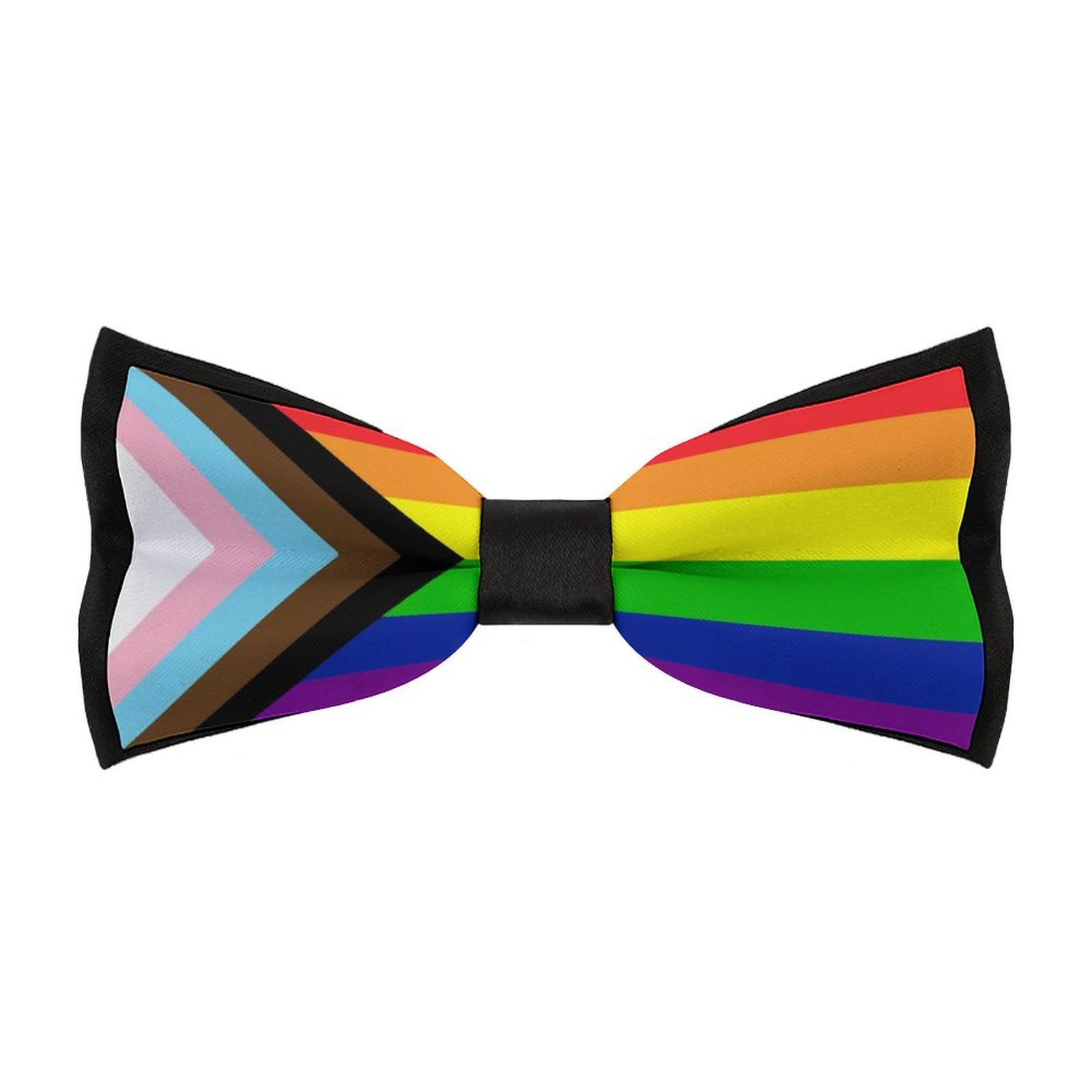 Zkojip Progress Pride Flag Rainbow Gay Lesbian Transgender Bisexual LGBTQ Bow Ties for Men Adjustable Pre-Tied Business Necktie Fashion Neckties For