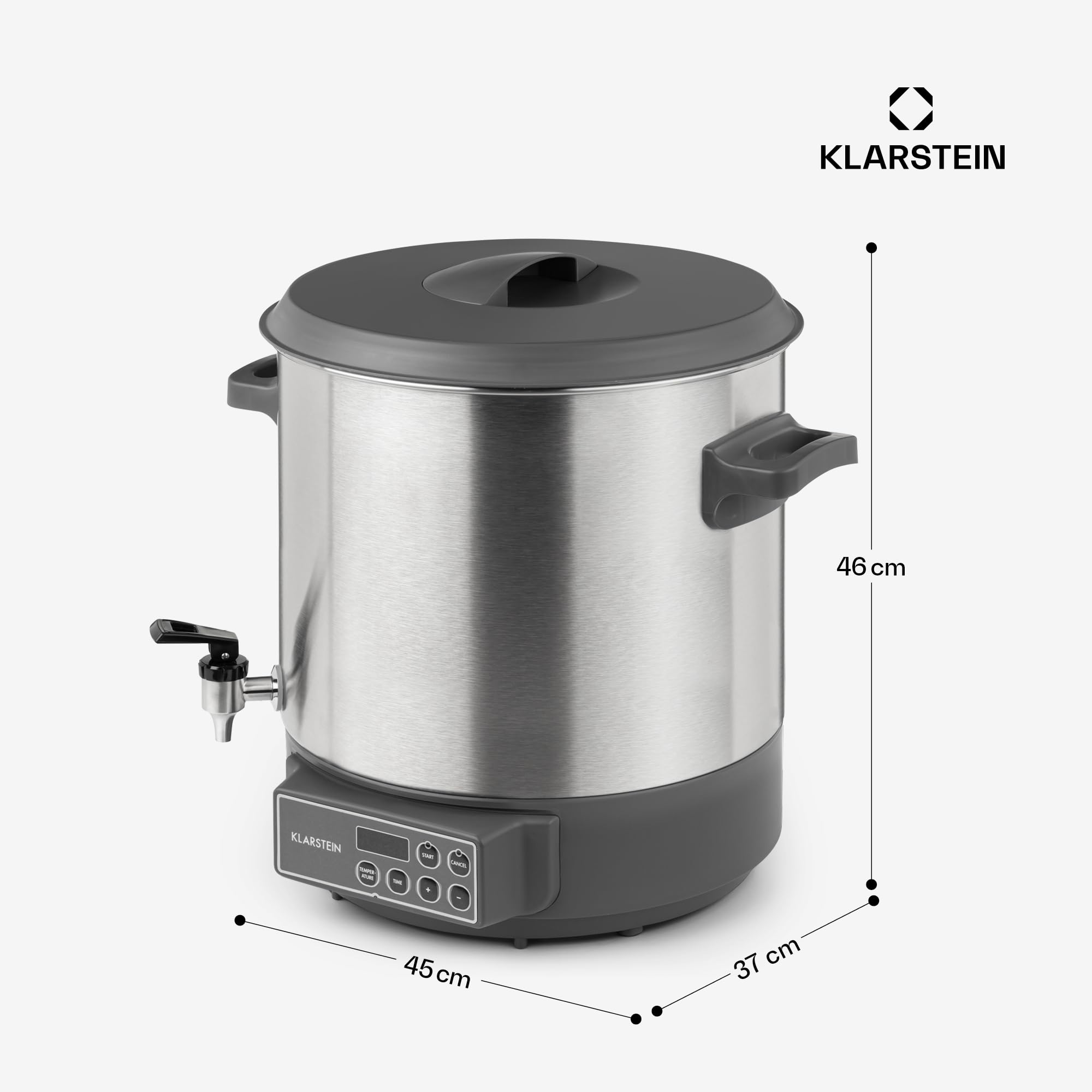 Klarstein Lady Marmalade Einkochautomat Einkochtopf Einkocher Heißgetränkespender, 27 Liter, 1800 Watt, 30-100 °C, Timer, Warmhalte-Funktion, Überhitzungsschutz, Edelstahl gebürstet