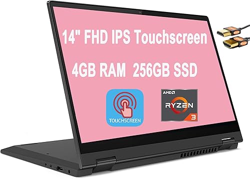 Flex 5 - Computadora portátil 2 en 1 de 14 pulgadas, FHD IPS, pantalla táctil AMD Quad-Core Ryzen 3 4300U (Beats i5-10210U) 4 GB DDR4 256GB SSD