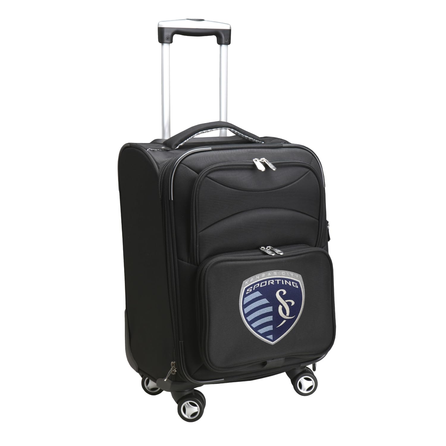 Denco Officially Licensed Sporting Kansas City 21" Carry-On Softside Spinner Luggage – MLS Travel Suitcase with 360° Spinner Wheels, Lightweight Rolling Carry-On Bag