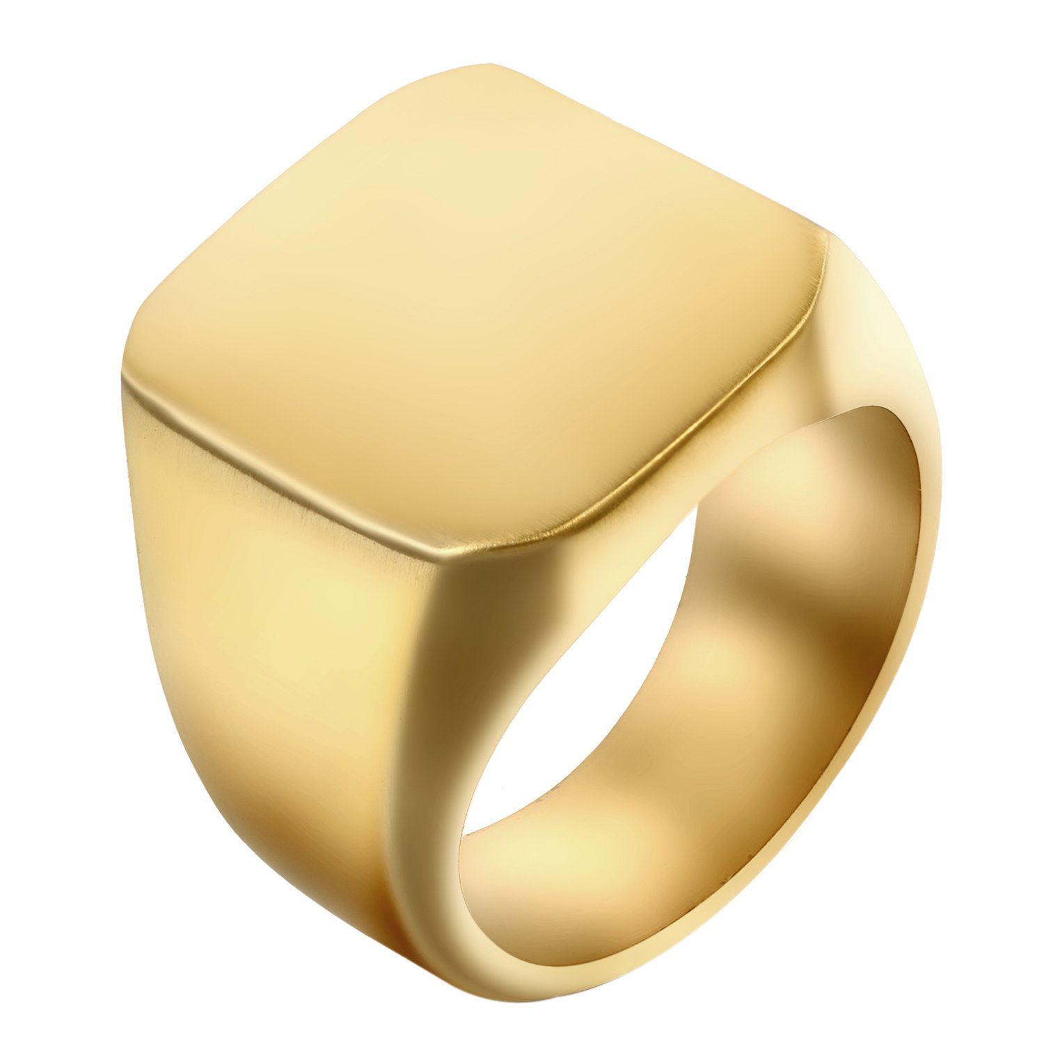 OIDEA Anillo de acero inoxidable pulido para hombre y mujer, oro 54 (17,2 mm) hasta 74 (23,6 mm)