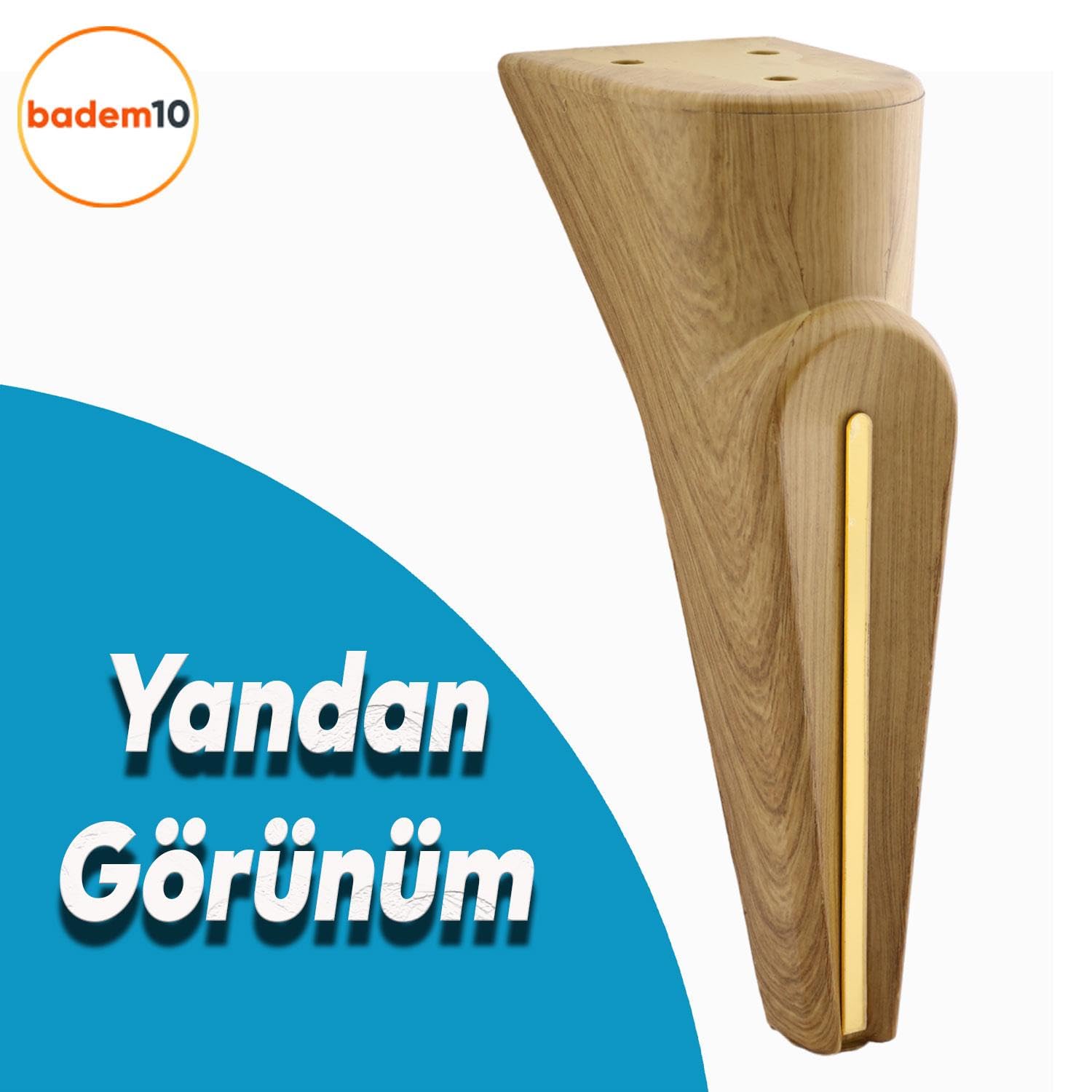 (4 ADET) Nota Ceviz 19 Cm Mobilya Kanepe Tv Ünitesi Koltuk Ayağı Ayakları Ahşap Desenli Kahverengi