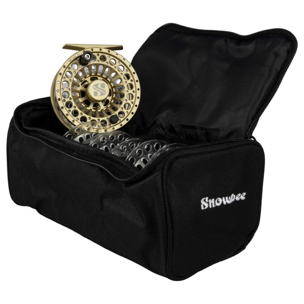 SnowbeePrestige Gold Cassette Fly Reel - #7/8 Large Arbor | Anodized Aluminum, 3 Spools & Protective Bag