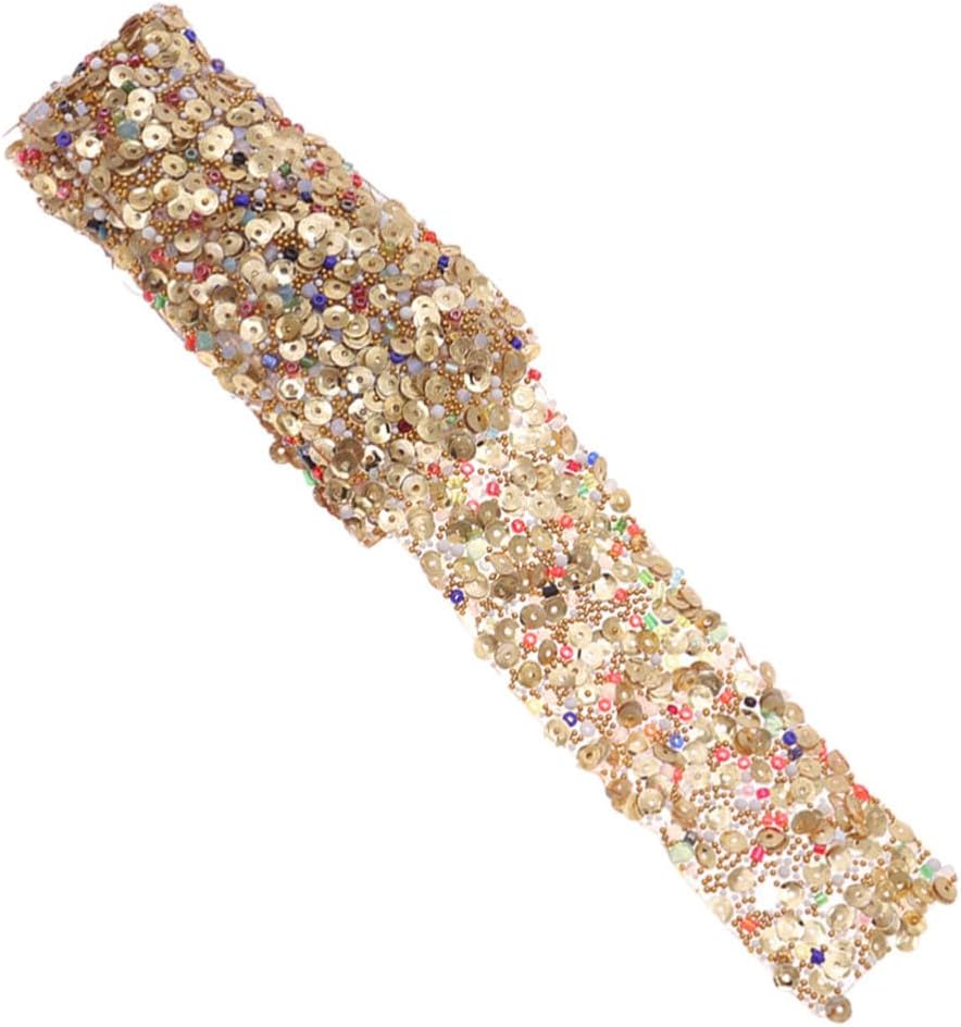 Golden Rhinestone Sequin Trim for Dress Sash Belt, Iron