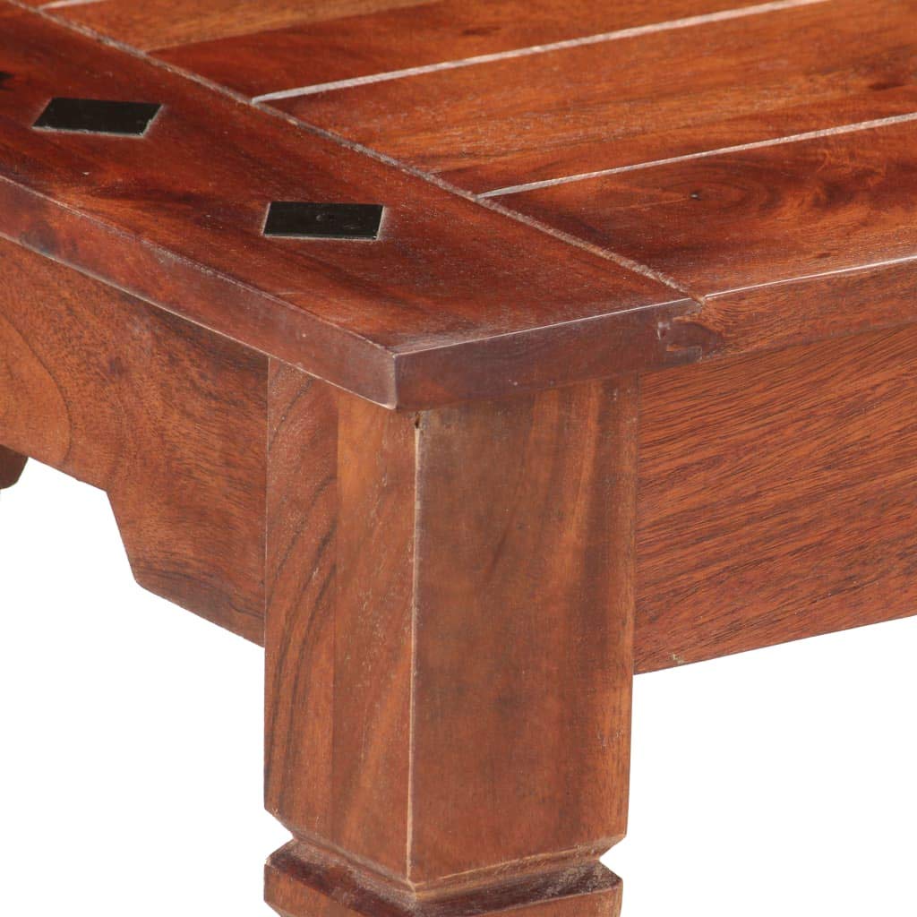 Banco de madera maciza de acacia de 110 cm, banco de comedor rústico con acabado de nogal, banco de madera resistente para pasillo o sala de estar