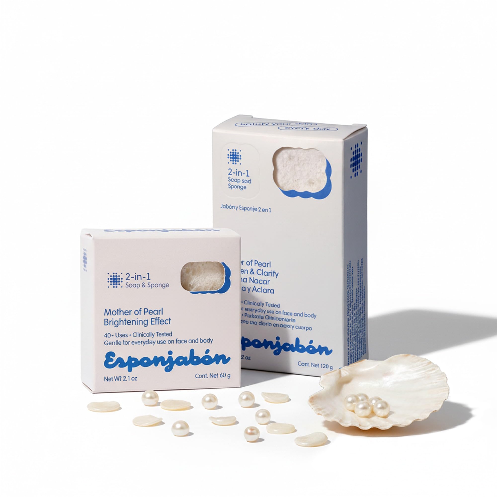 T.Taio Esponjabon Mother of Pearl Soap Sponge - Refreshing Shower Scrubber for Bath Wash & Oil Removal - Bathroom Necessities with Invigorating Scents