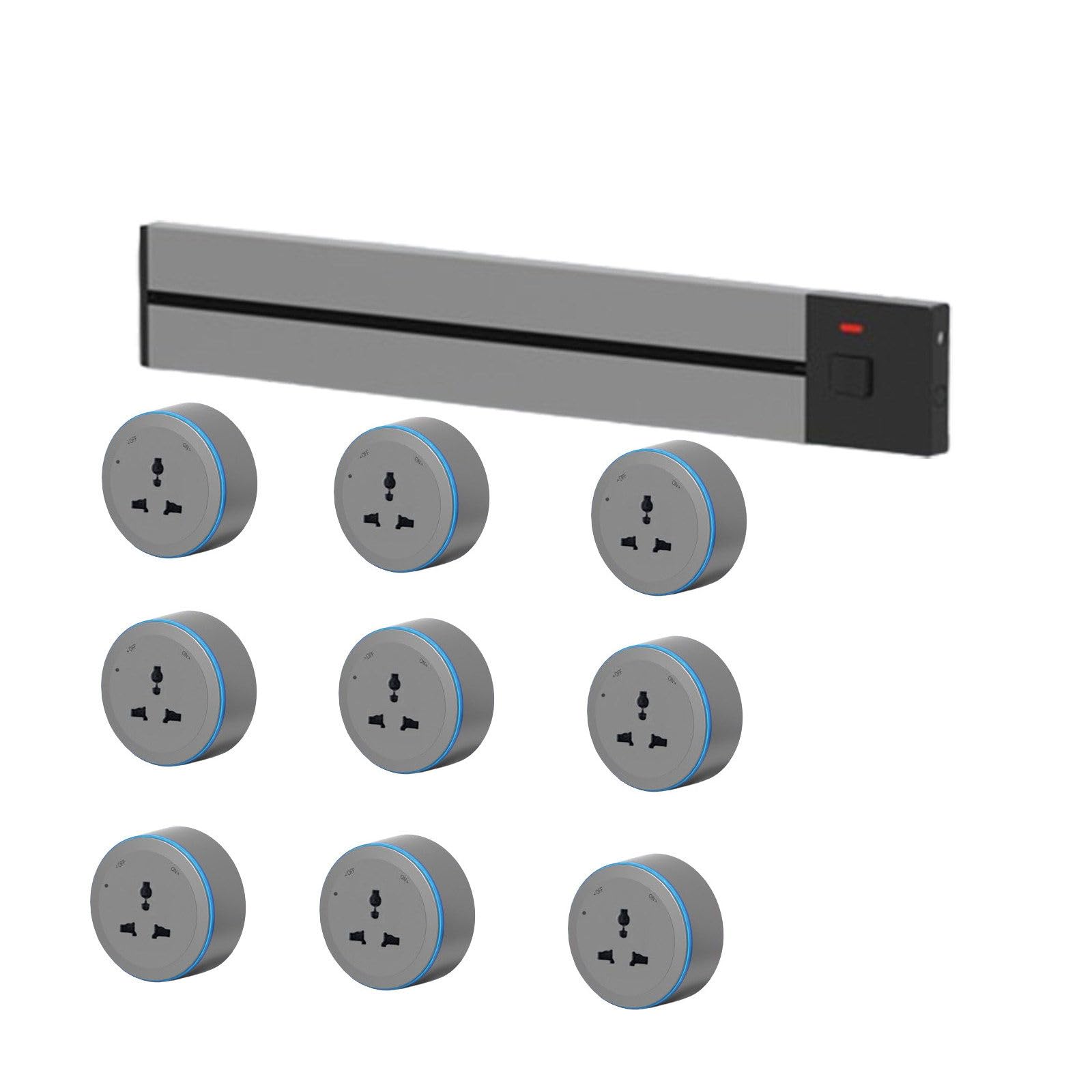 Power Strips Slide Rail Socket with Adjustable LED Aperture - 110-220 Universal Voltage, IP20 Protection, 32A Capacity, Office &amp; Home(Gray,100cm)