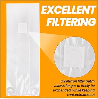 100PCS Mushroom Grow Bag Large Thickened 8"x5"x20" Autoclave Resistance Bag -6 mil Thick Strong Tear Resistance-0.2 Micron Filter Mushroom Spawning Bag, Mushroom Planting Bag (8*5*20"-100pcs)
