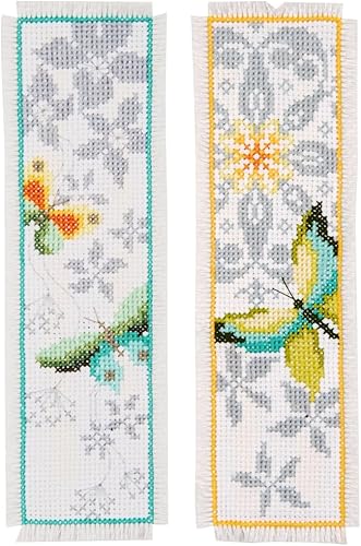 Vervaco Marcapáginas de punto de cruz mariposa (juego de 2) 2.4 x 8 pulgadas