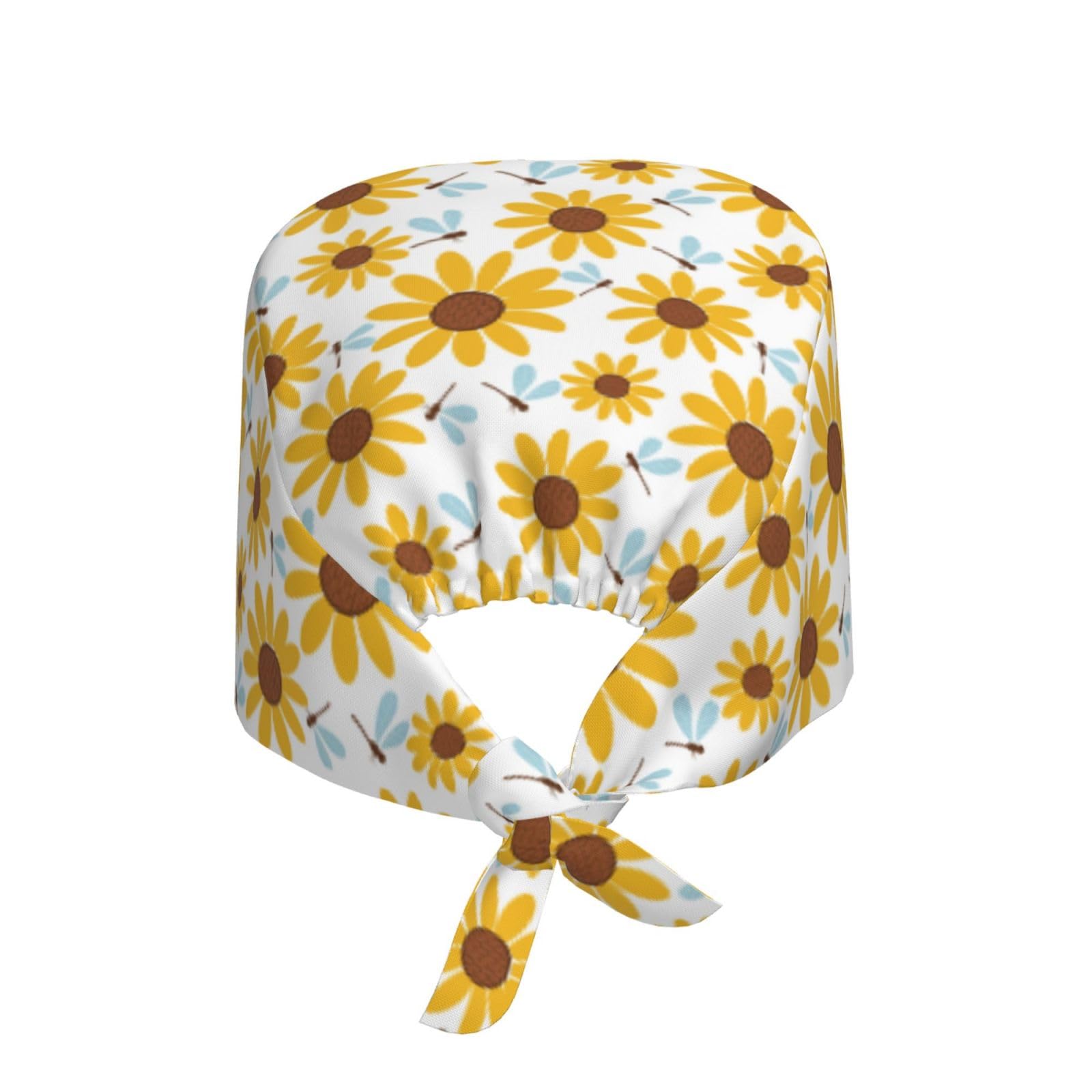 Kuilepa Sunflowers Print Working Caps With Sweatband Adjustable Working Hats Elastic Scrub Hats Nurse Scrub Cap Nurse Hats