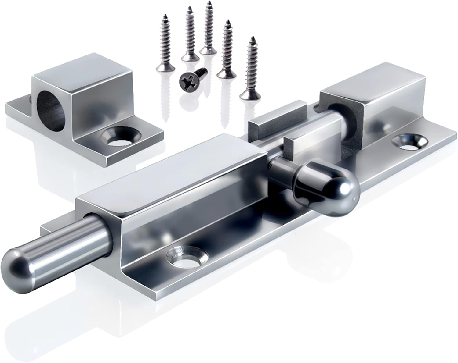 Door Lock,Gate Bolt Stainless,Slide Bolt,Upgraded 3 Inches Slide Latch Lock, Thickened 316 Stainless Steel Sliding Door Lock, Mirror Effect, Bolt Latch with 6 Screws