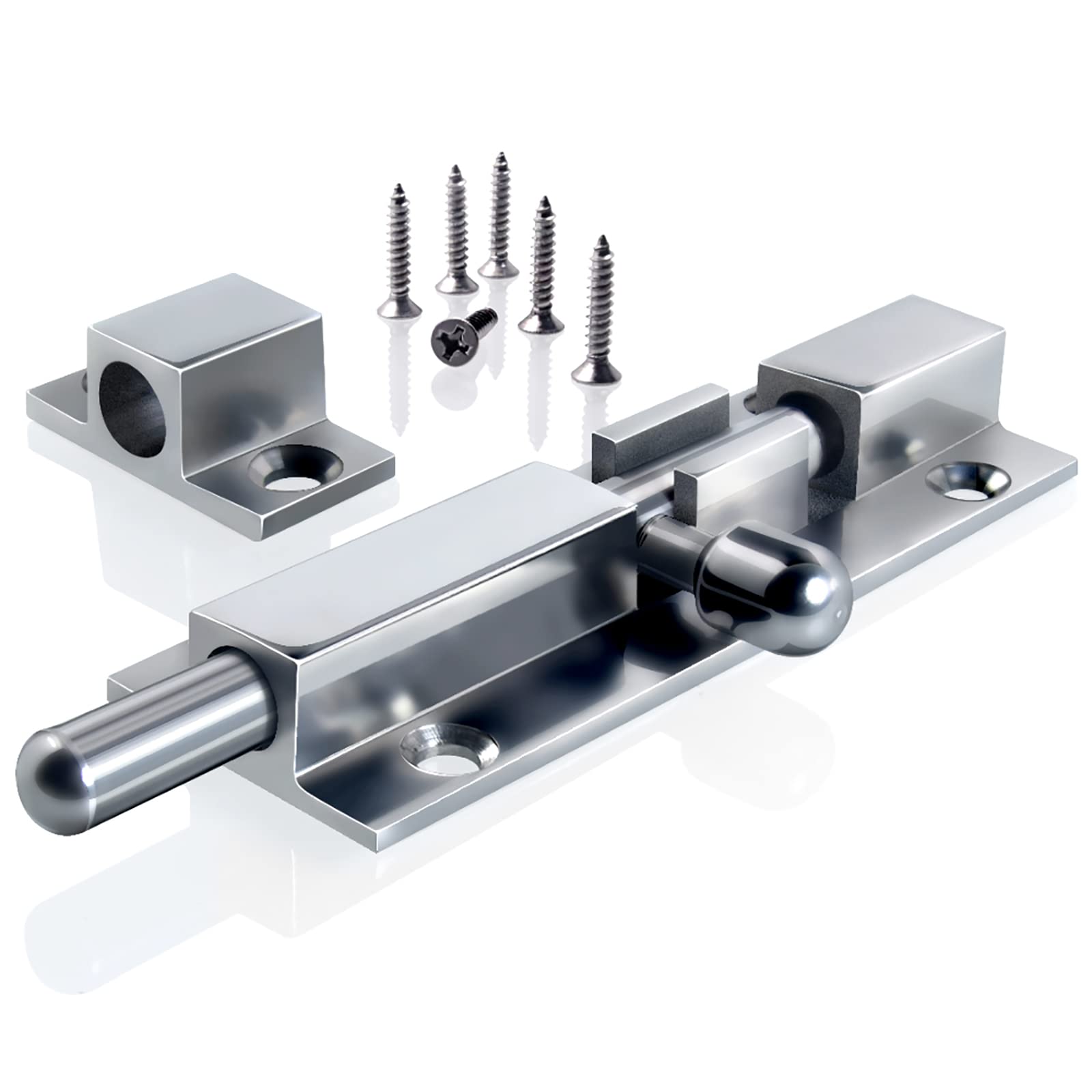 NVSFZGIYG Door Lock,Gate Bolt Stainless,Slide,Upgraded 3 Inches Latch, Thickened 316 Steel Sliding, Mirror Effect, with 6 Screws