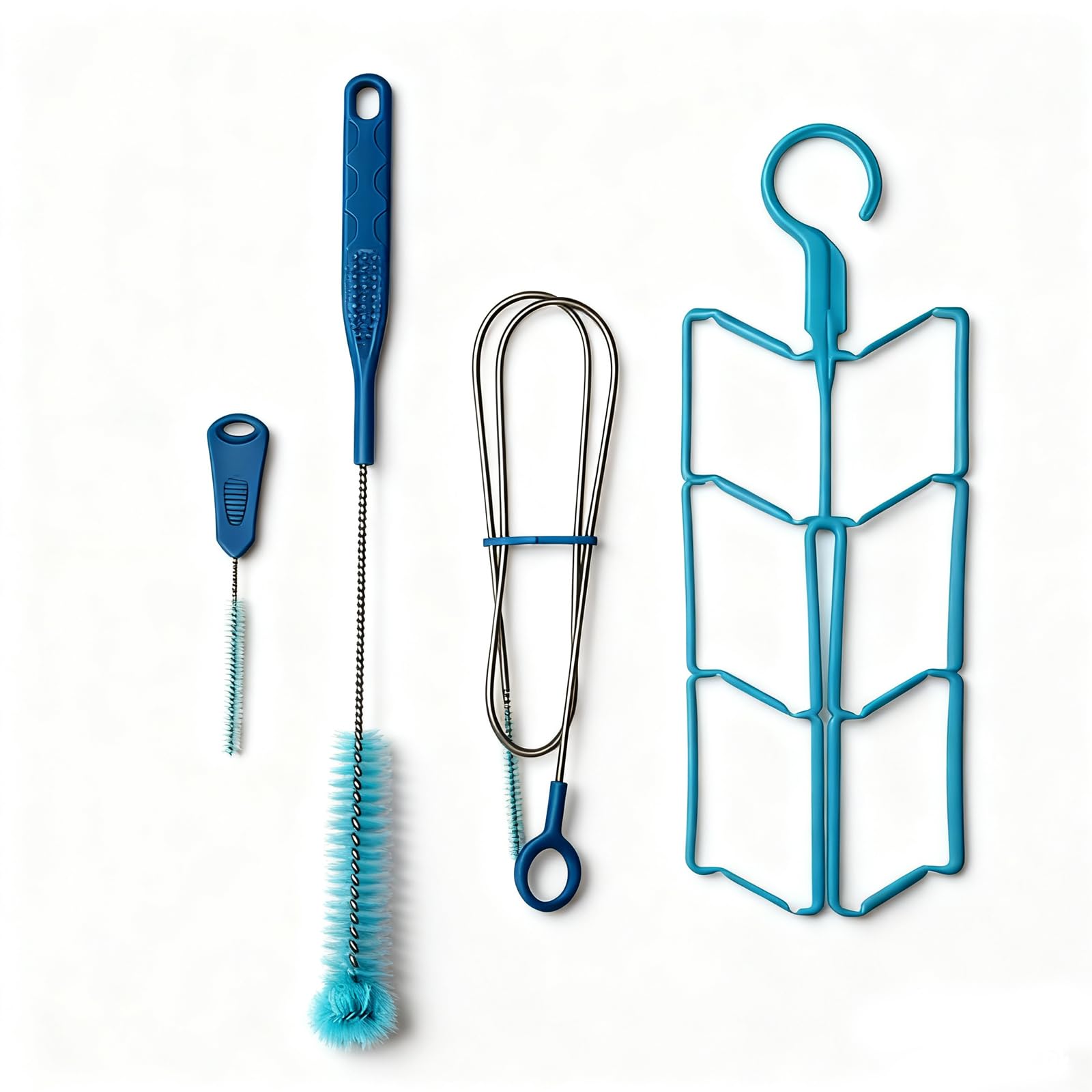 4 in 1 Hydration Bladder Cleaning Kit with Brushes & Drying Rack - Universal Portable Water Reservoir, Tube, Backpack Bottle Cleaner for Storage