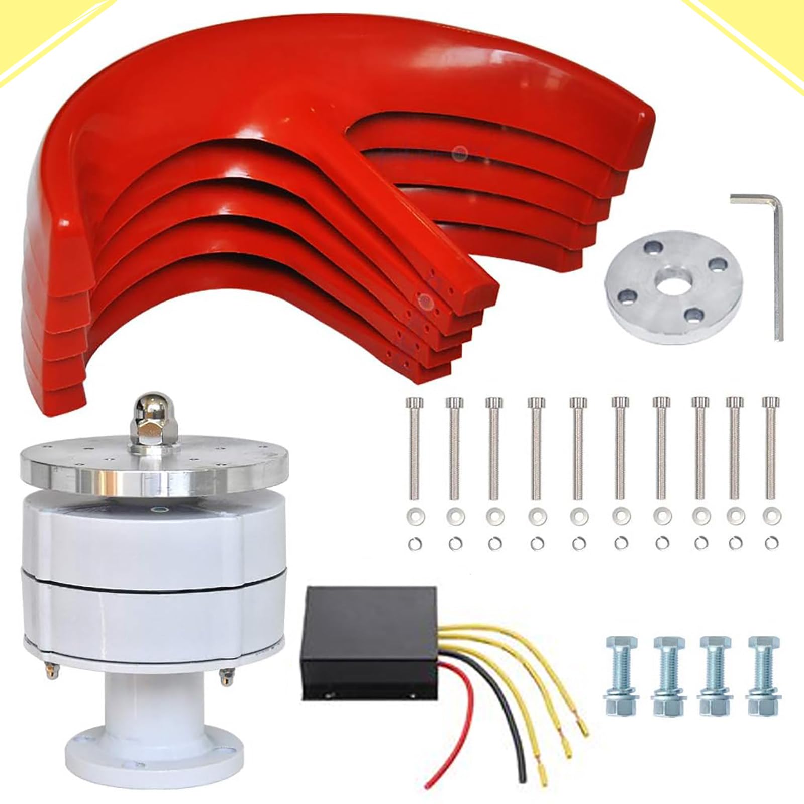 Turbina Eólica de 400W Generador Vertical de Viento de 5 Palas Equipo Productor de Electricidad para Barcos Terrazas Cabinas o Casas Móviles Carga,24V