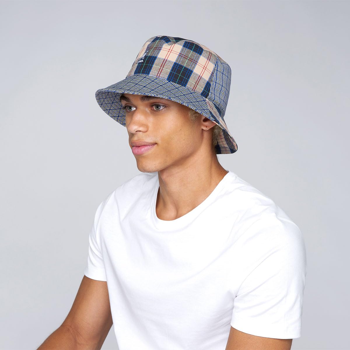 Kangol Sombrero de Pescador Plaid Mashup Bucket Mujer/Hombre - algodón Cuadros Verano Primavera/Verano