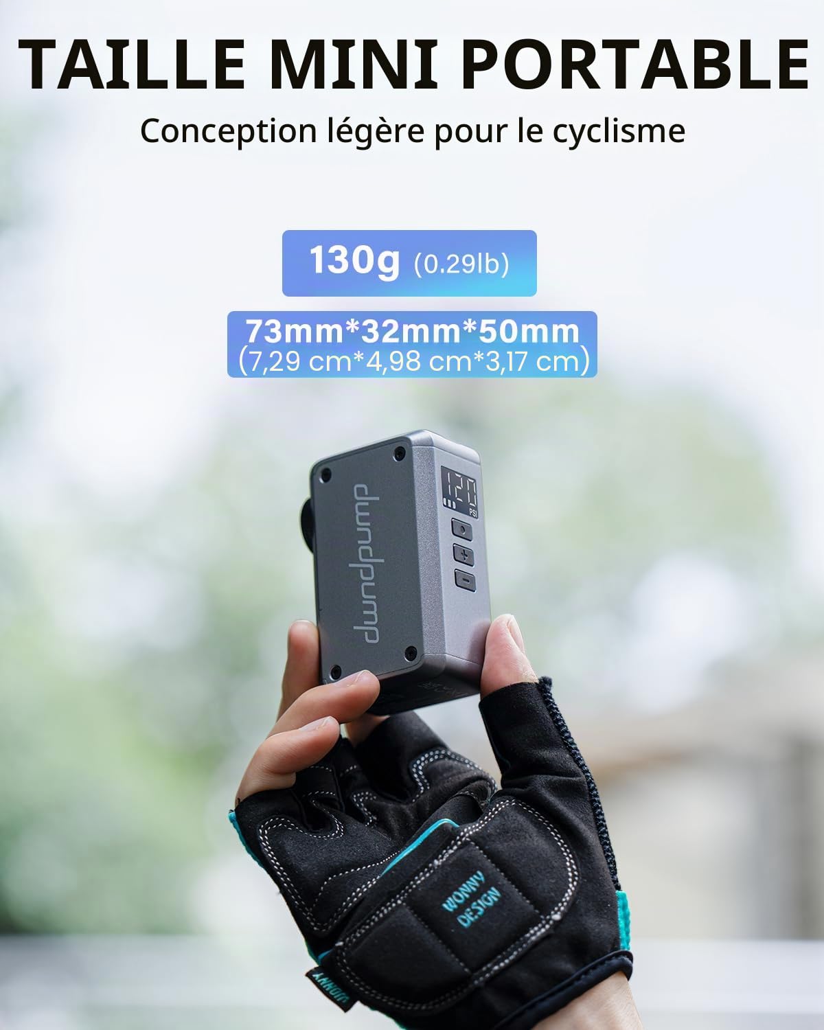 dwndpump Mini Pompe VéLo Electrique DP5 Pro, Pompe à Pneu Portable pour VéLo avec Jauge, ArrêT Automatique, Pompe à VéLo Max 120psi, Mini Pompe à Air Rechargeable avec Valve Presta Et Schrader