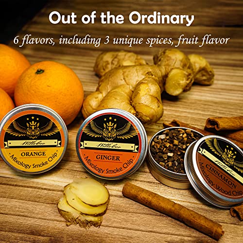 Cocktail Smoker Kit With Torch For Whiskey & Bourbon, Old Fashioned Smoker Set 6 Flavor Of Wood Chips Orange/Cinnamon/Ginger/Cherry/Litchi/Hickory Anniversary Birthday Gifts For Men #TOP1