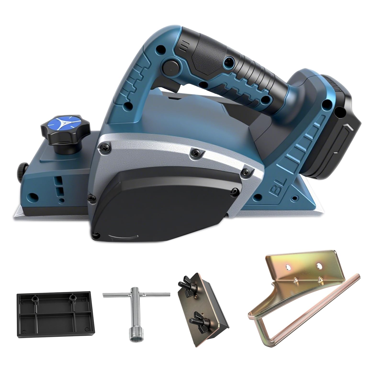 Cordless Handheld Electric Planer Compatible with Makita Battery 18V, 15000RPM Brushless Power Wood Planer for Woodworking Carpenter (Blue)