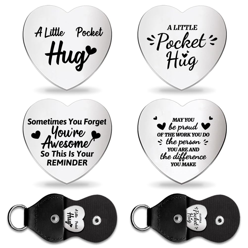 GLOBLELAND 2Pcs Tascabile Abbraccio Gettone Regalo Incoraggiare Relazioni A Lunga Distanza Regalo Tascabile Abbraccio Gettone Monete Ricordo Double Sided Inciso con Portachiavi per L'Amante Anniver