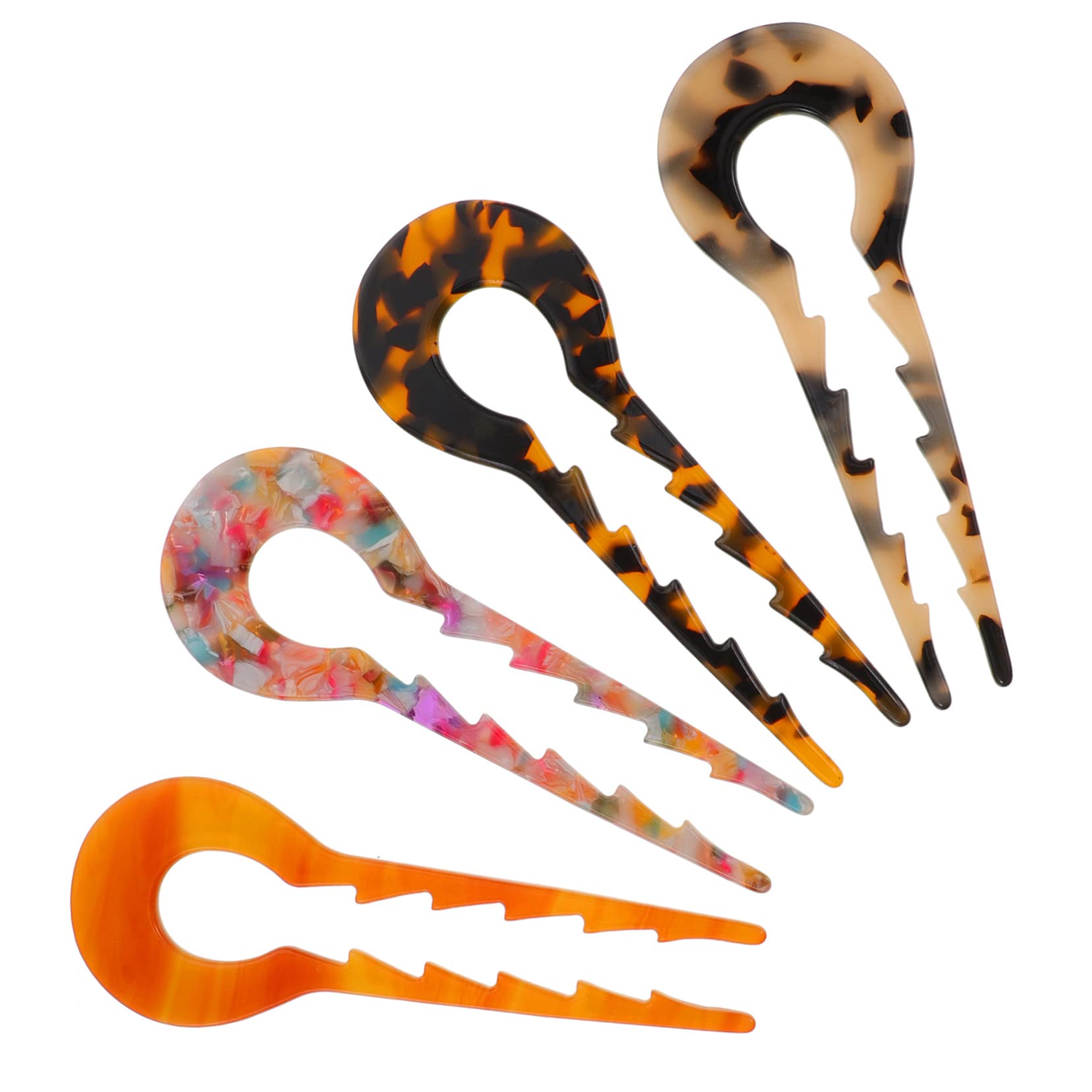 FRCOLOR 3er-set Stilvolle Acetat-haarnadel Pferdeschwanzhalter U-förmiger Haarstab Für Damen-haarknoten Haar-accessoires 4 Stück X 3
