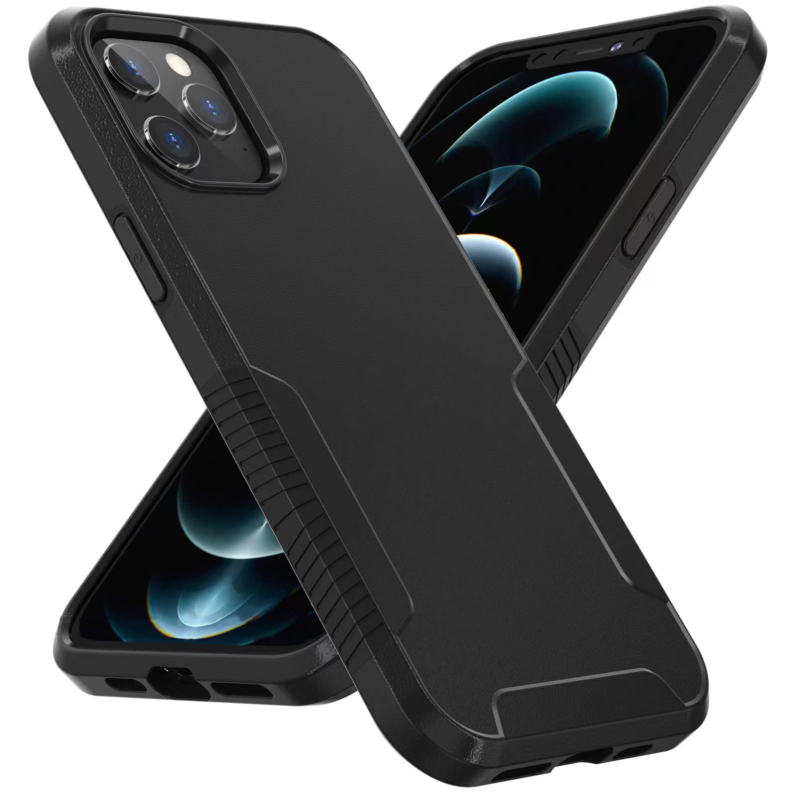 MisscatCompatible with iPhone 12 Case Shockproof, [Military Grade] Heavy Duty Hard PC + Soft TPU Cover Non-Slip Rugged Tough Protective Phone Case Designed for iPhone 12 & 12 Pro 6.1 Inch, Black