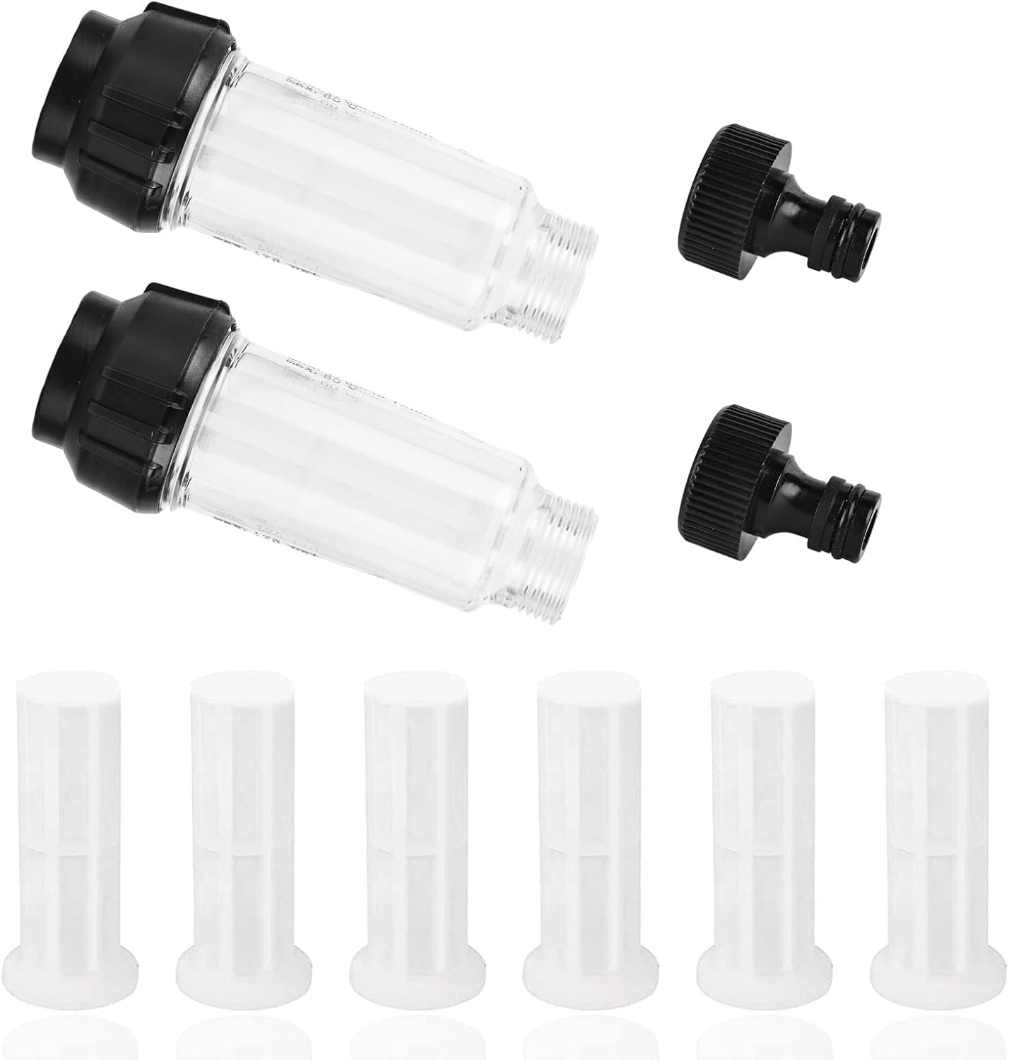 4 Filtres à Eau Pour Nettoyeur Haute Pression + 2 Adaptateurs Rapides - Compatible Tuyau 3/4", Pour Jardin, RV, Irrigation
