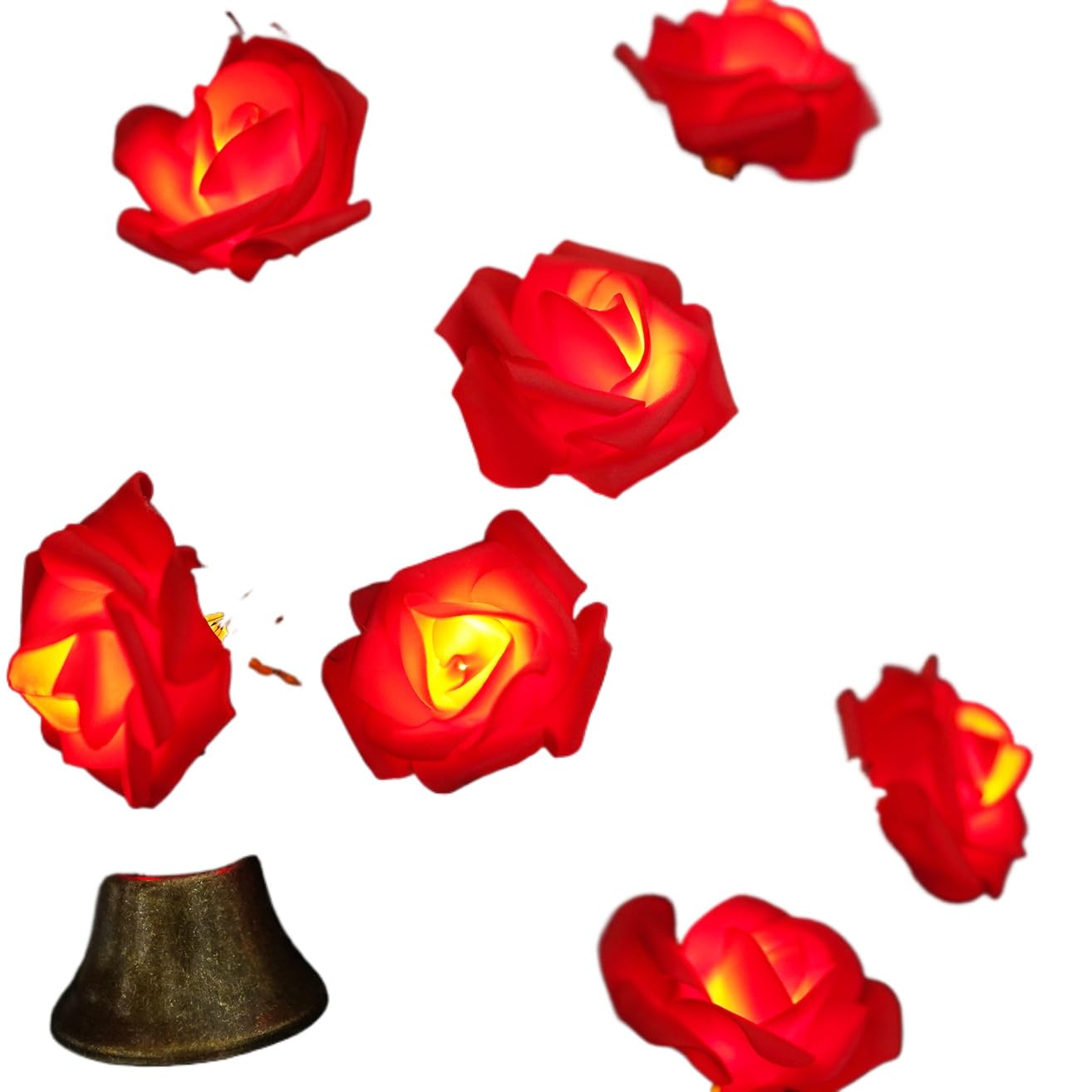 Künstliche Rosen-Lichterkette, kleine farbige Lichter für Valentinstag, Hochzeit, romantischer Antrag, dekorative blinkende Lichter, Paket63